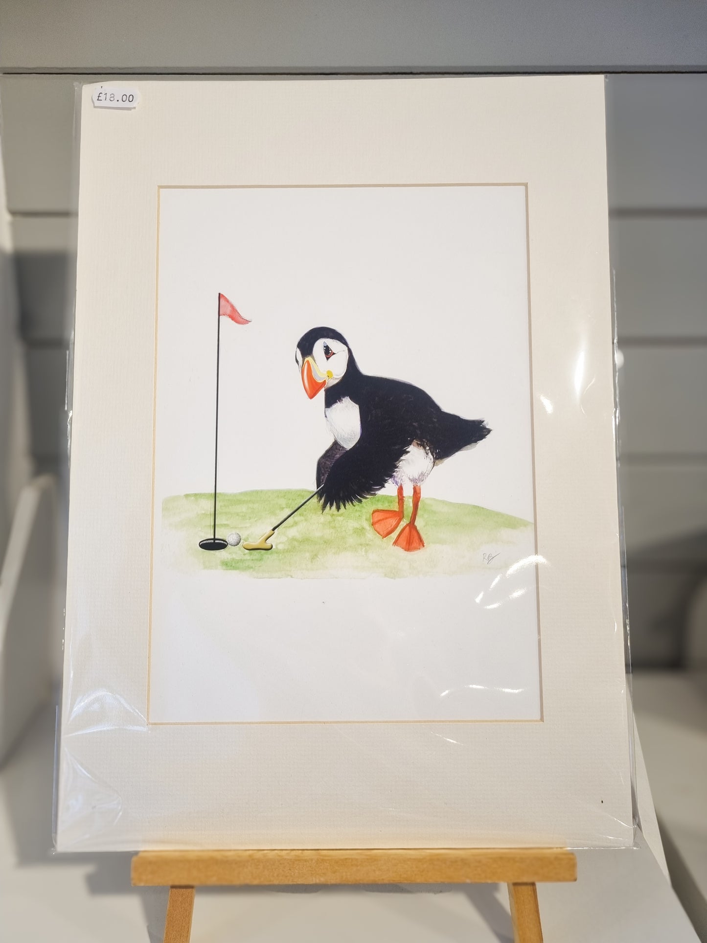 Mounted Puttin’ Puffin Print