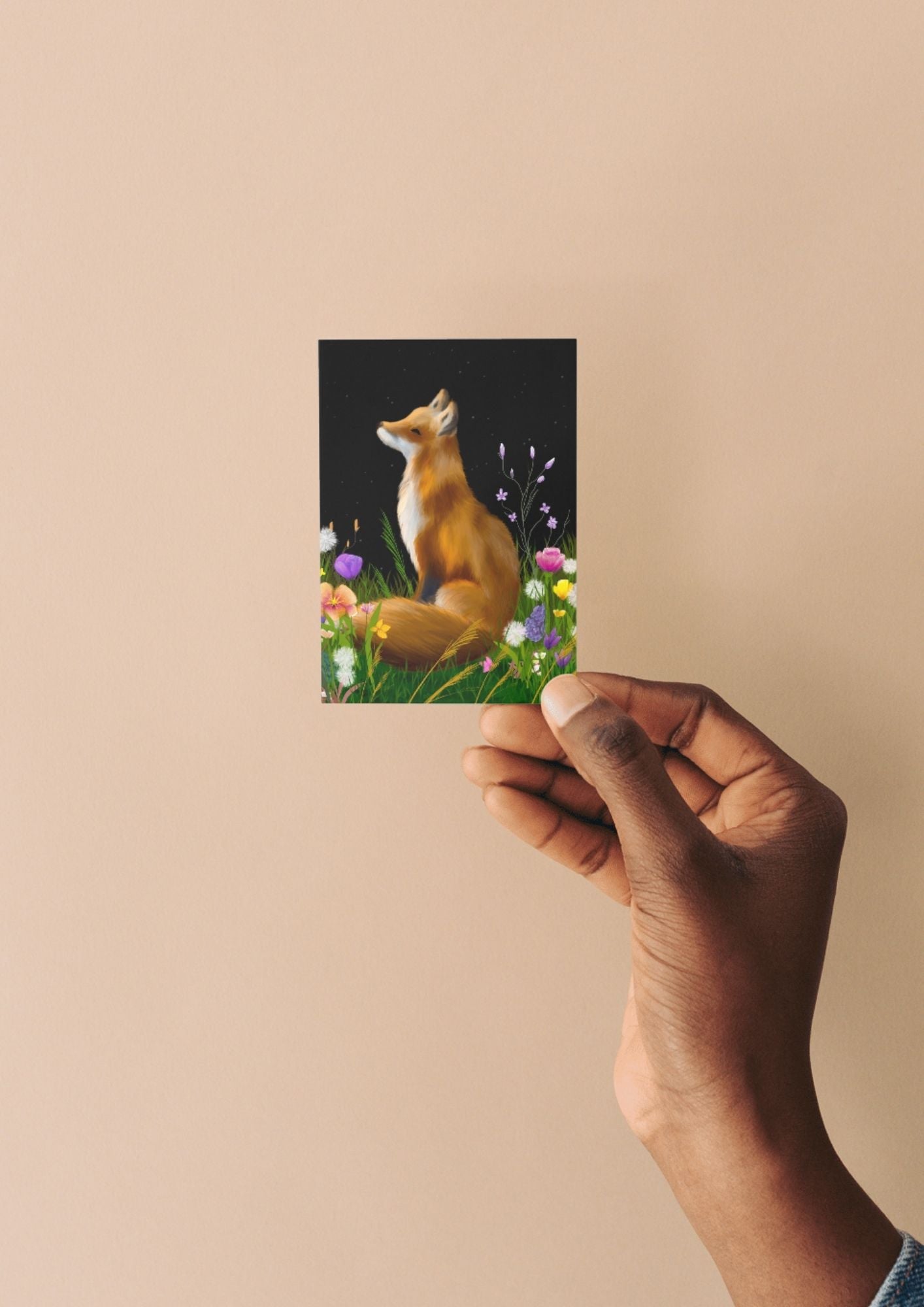 Fox & Flowers Printed ACEO | Miniature Art Card – Puffin Prints