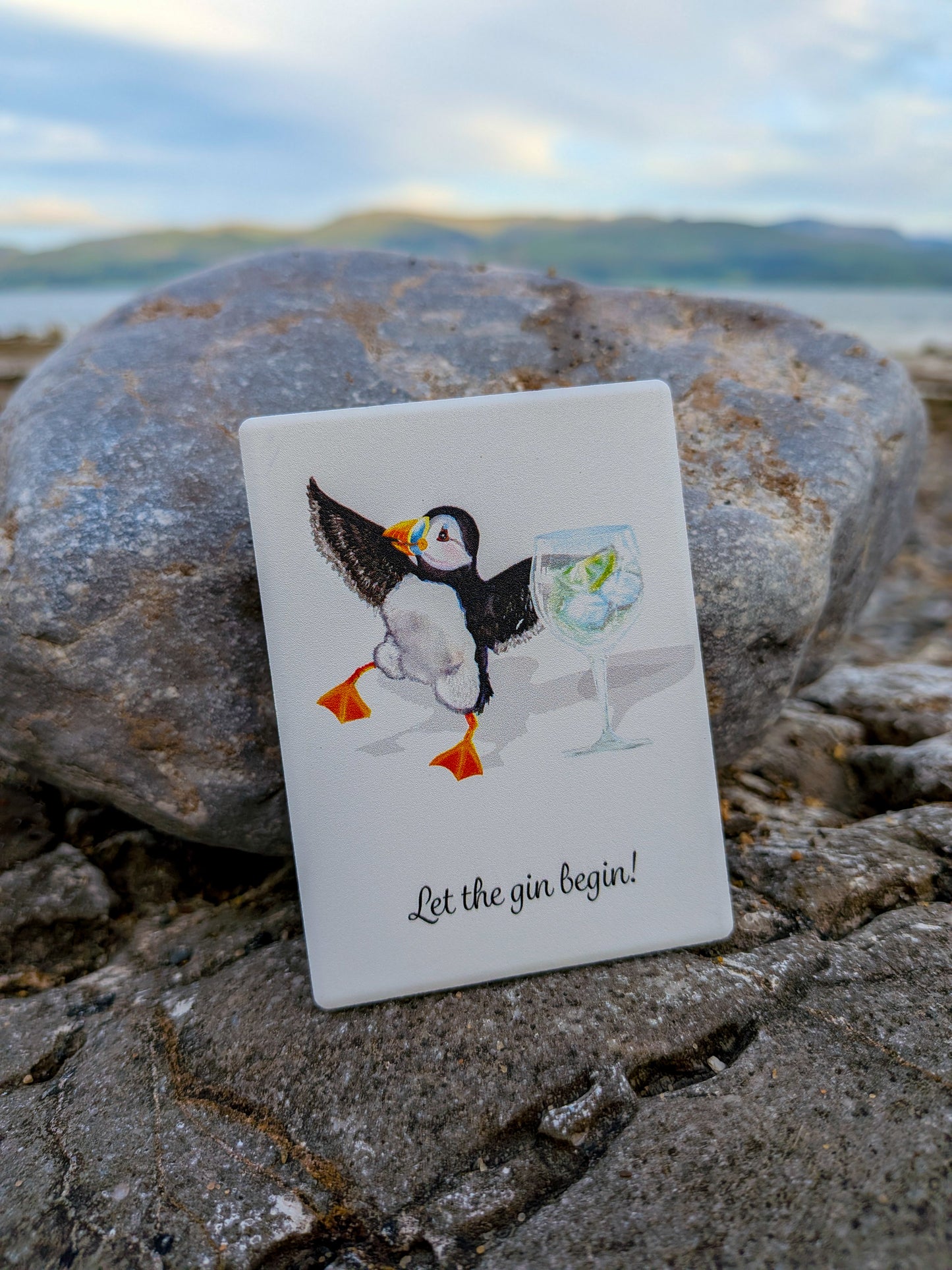 Puffin Prints Ceramic Artist Print Magnet - Let the Gin Begin Puffin