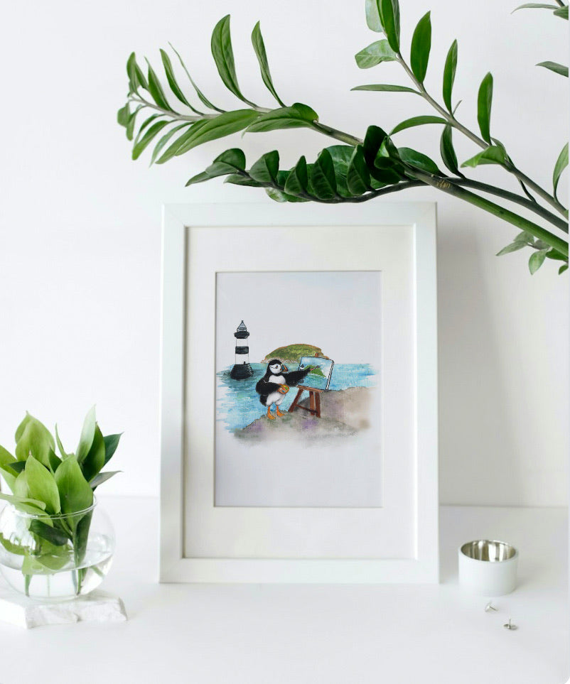 Mounted Paintin’ Puffin Print