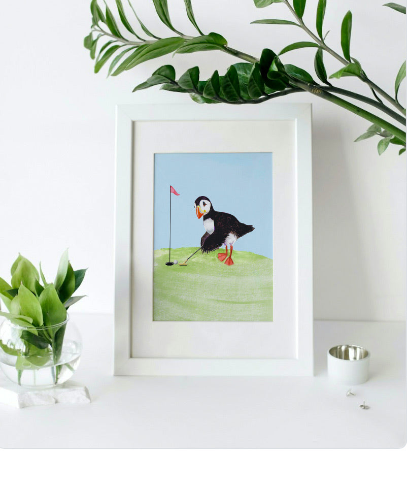 Mounted Puttin’ Puffin Print