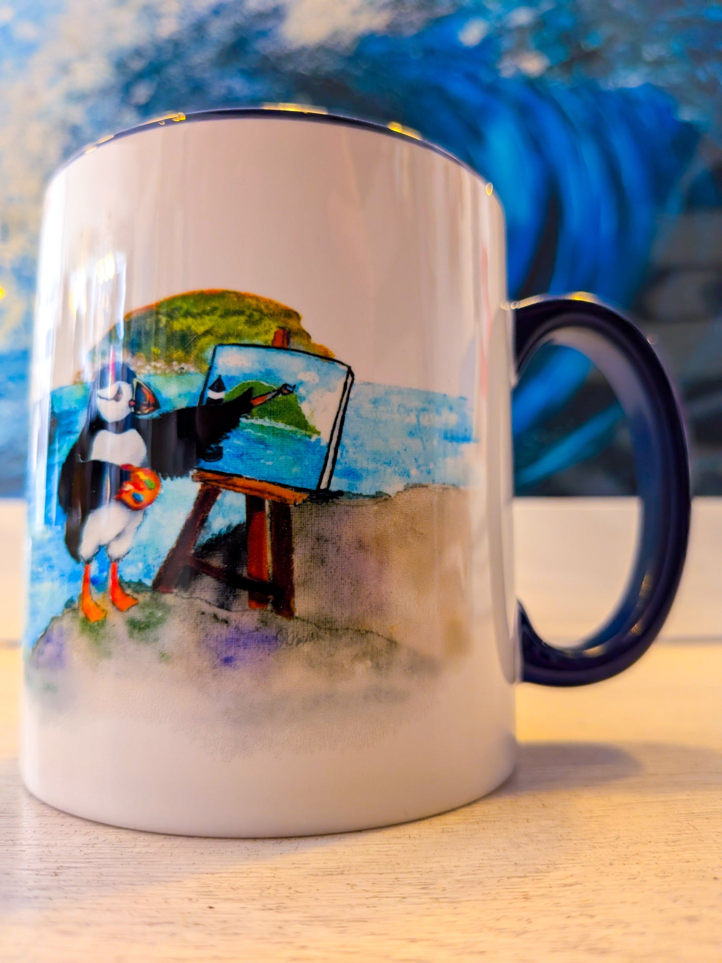 Puffin Prints Ceramic Two Colour Mug - Paintin’ Puffin
