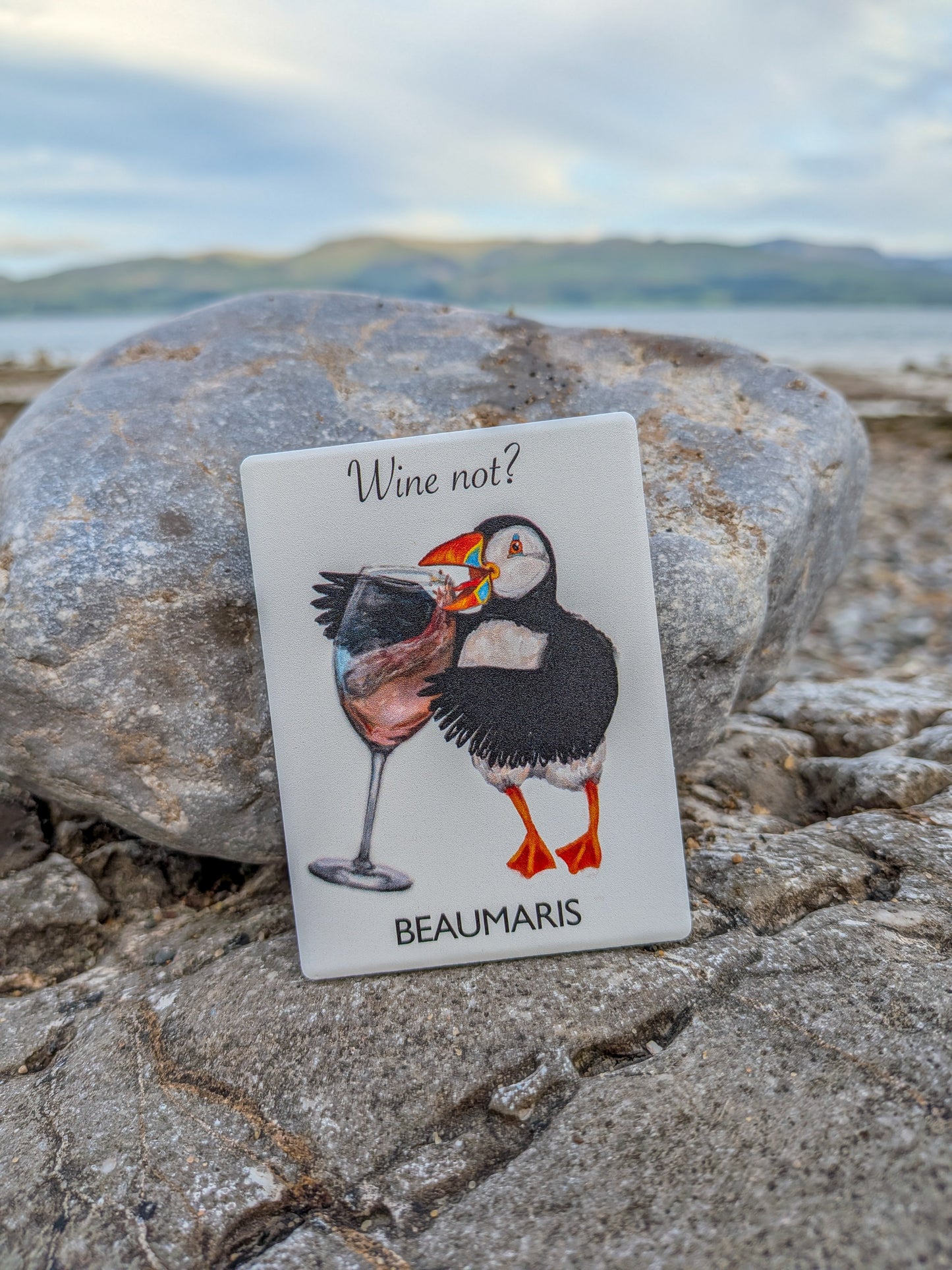 Puffin Prints Ceramic Artist Print Magnet - Wine Not Puffin