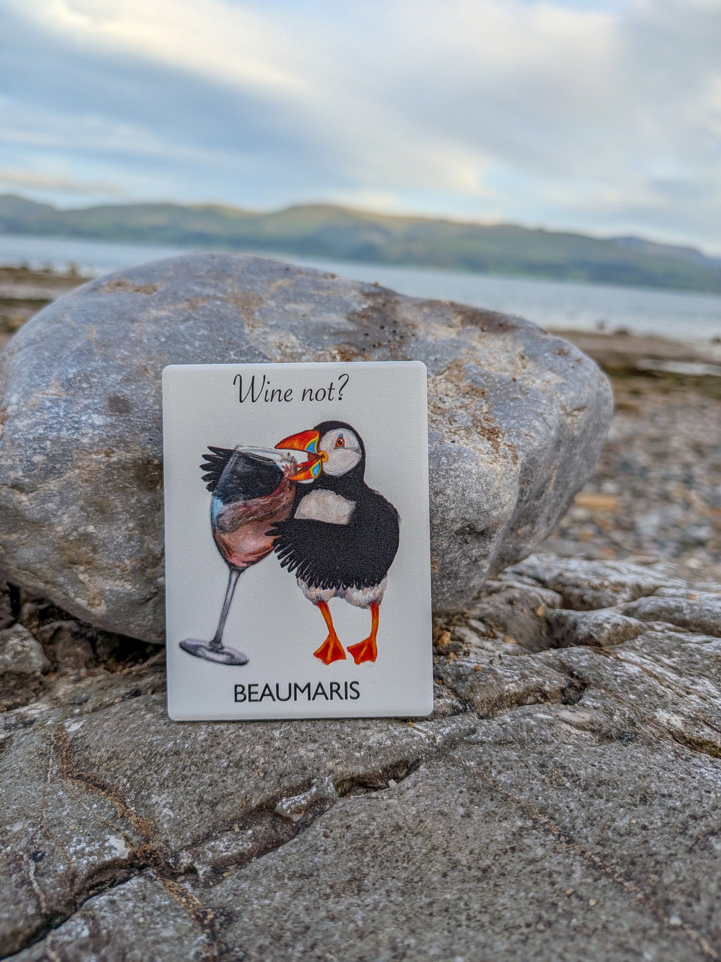Puffin Prints Ceramic Artist Print Magnet - Wine Not Puffin