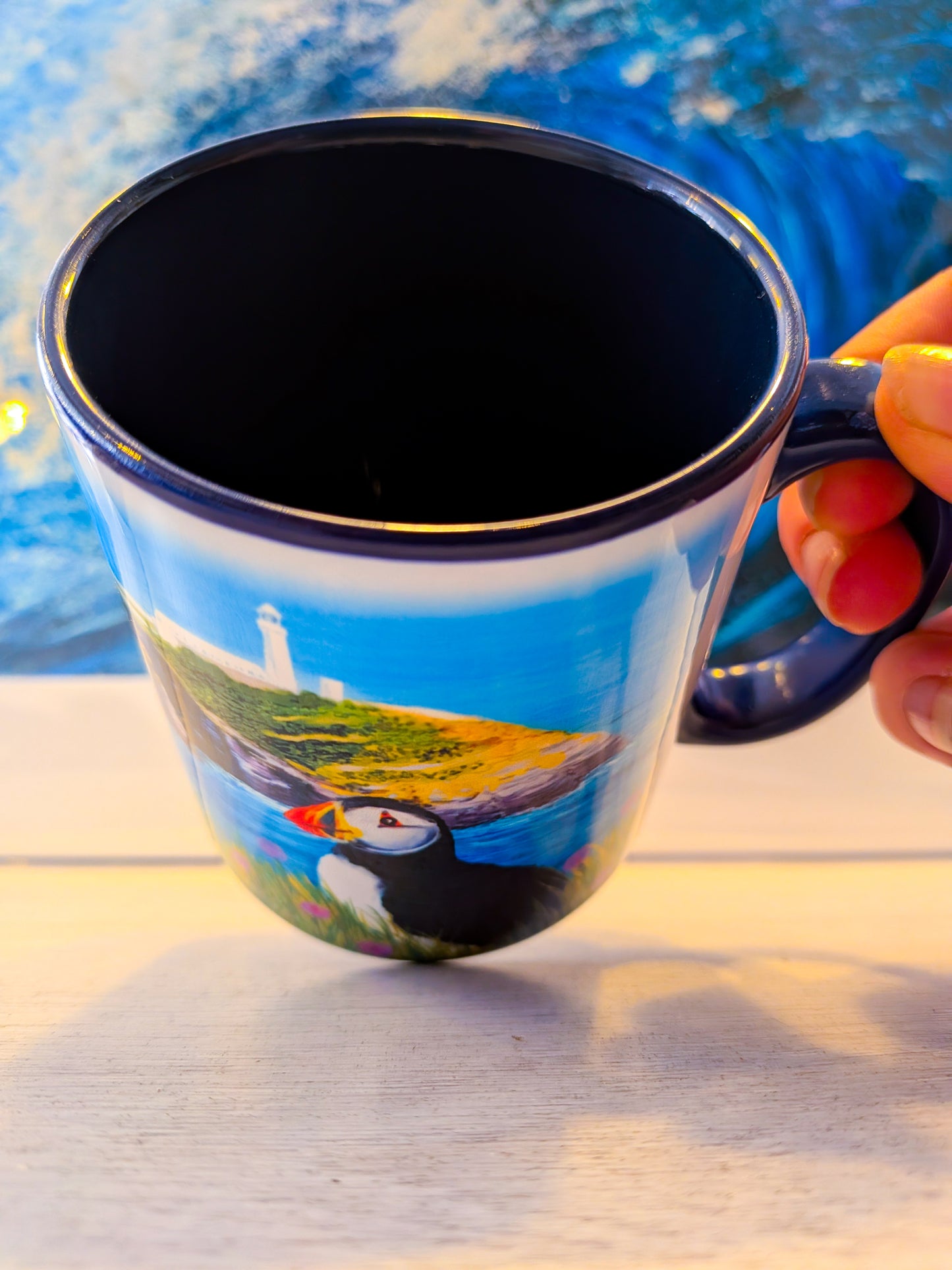 Puffin Prints Ceramic Two Colour Mug - South Stack Puffin