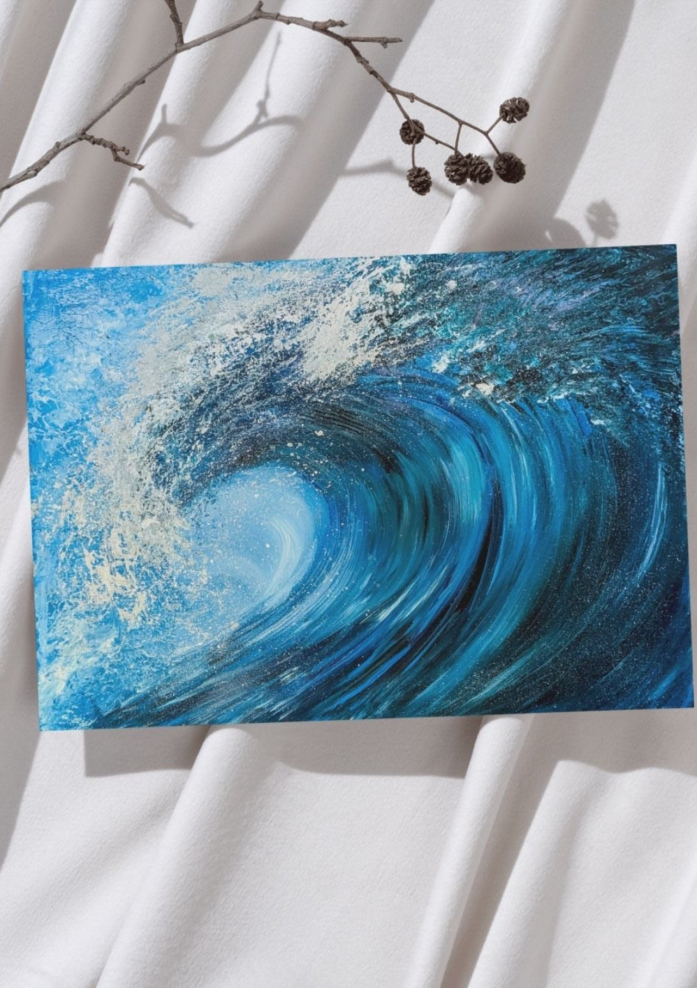 Glas Waves Printed ACEO | Miniature Art Card – Puffin Prints