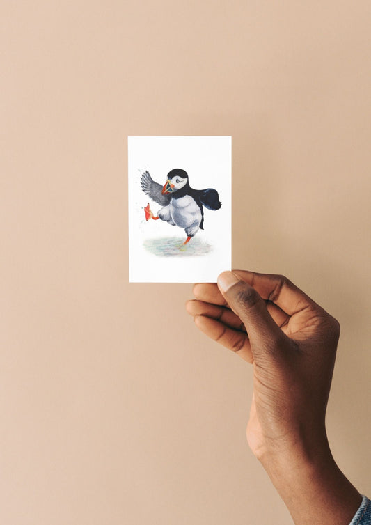 Paddlin' Puffin Printed ACEO | Miniature Puffin Art Card – Puffin Prints