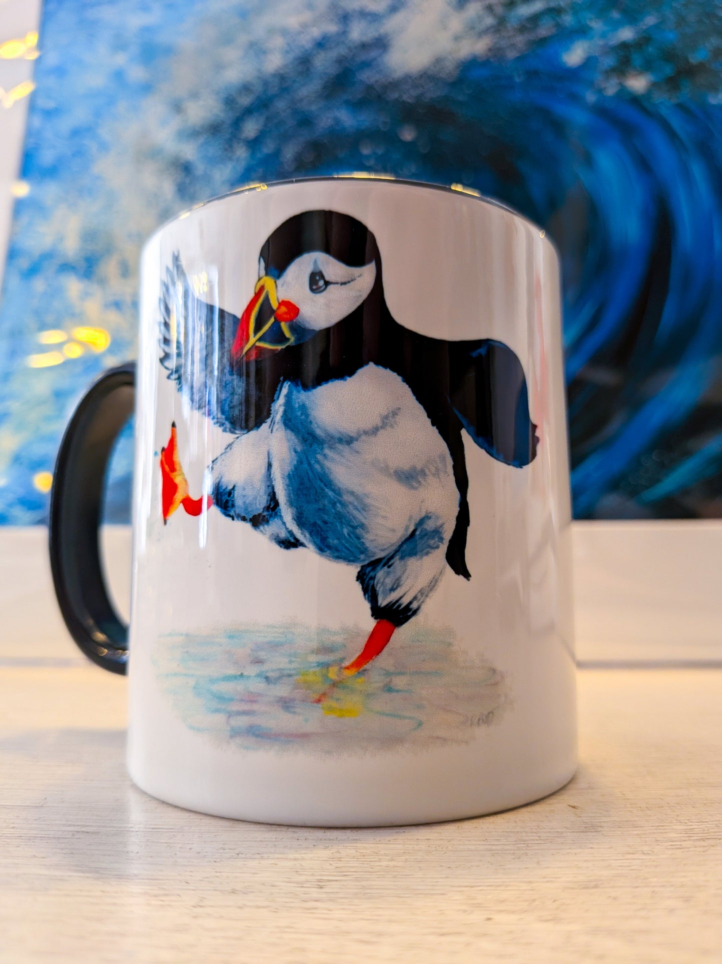 Puffin Prints Ceramic Two Colour Mug - Paddlin’ Puffin