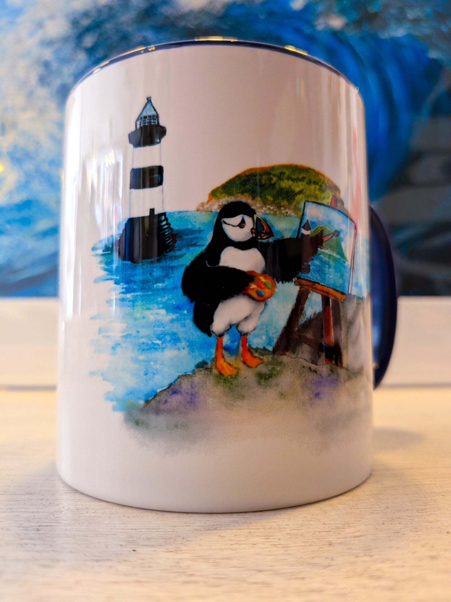 Puffin Prints Ceramic Two Colour Mug - Paintin’ Puffin