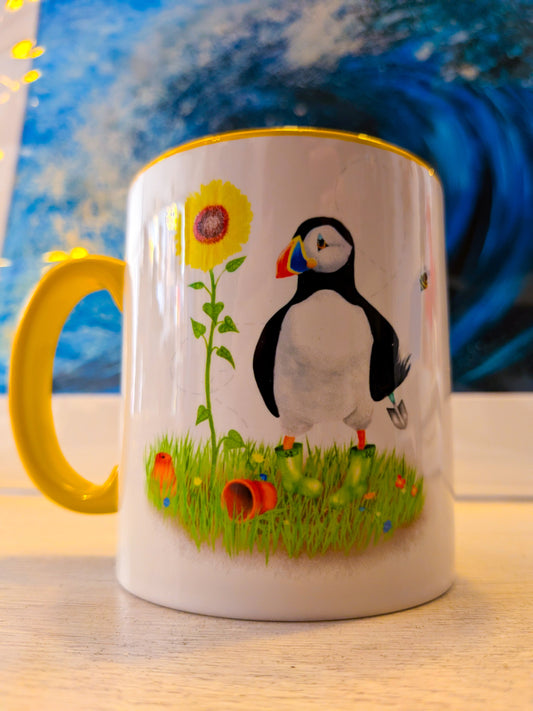 Puffin Prints Ceramic Two Colour Mug - Potterin’ Puffin