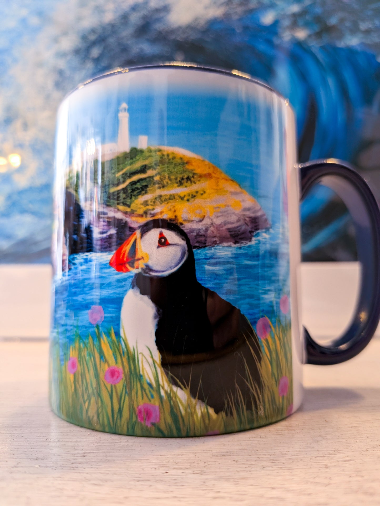 Puffin Prints Ceramic Two Colour Mug - South Stack Puffin