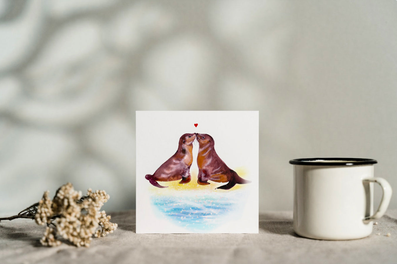 seal birthday card greeting card sealed with a kiss seals art artist anglesey