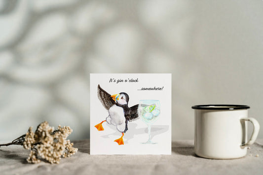 puffin card birthday gin wildlife bird 
greeting card anglesey bird art
