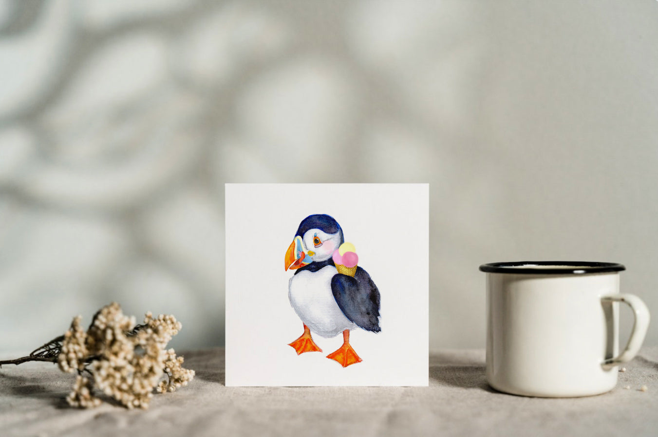 ice cream puffin greeting card birthday birtd anglesey art artist 