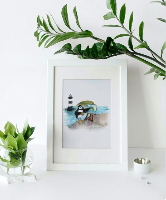 Mounted Paintin’ Puffin Print