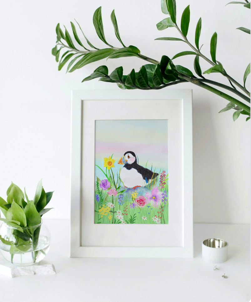Mounted Sittin’ Pretty Puffin Print