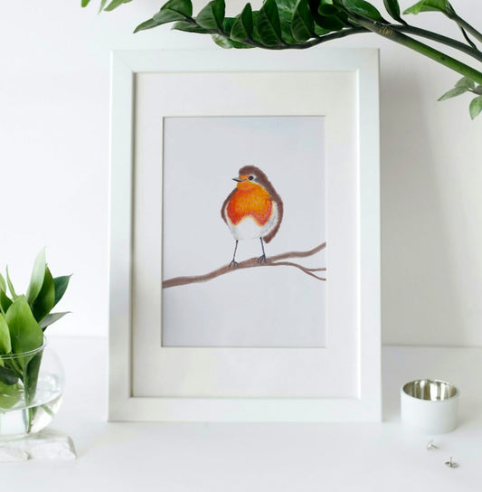 Mounted Little Robin Print